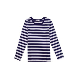 Design women's black and white striped round neck T-shirt custom knitted long sleeve T-shirt 95% cotton 5% stretch between the sides spandex T-shirt manufacturer T1097 Design women's black and white striped round neck T-shirt custom knitted long sleeve T-shirt 95% cotton 5% stretch between the sides spandex T-shirt manufacturer T1097